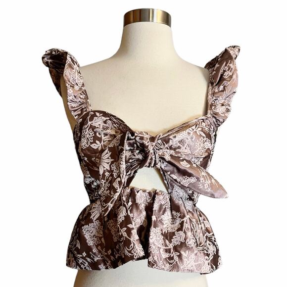 ANTHROPOLOGIE EN SAISON Richie Sweetheart Top Floral Jacquard Print Small NWT - Picture 1 of 8